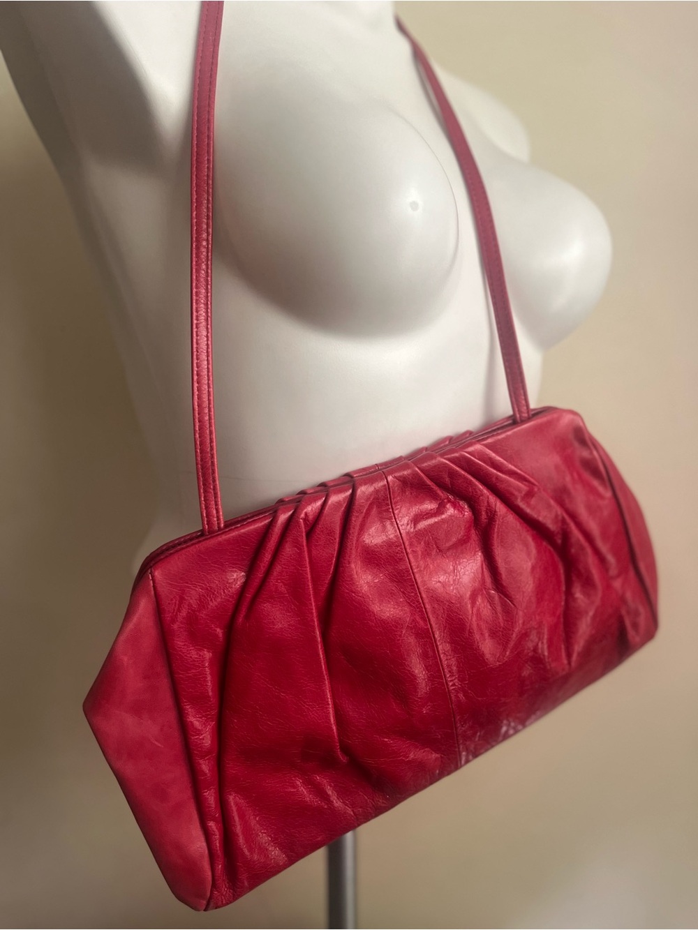 HOBO Vintage Cherry Leather Gathered Shoulder Bag with snap closure